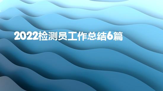 2022检测员工作总结6篇（2022检测员工作总结6篇怎么写）