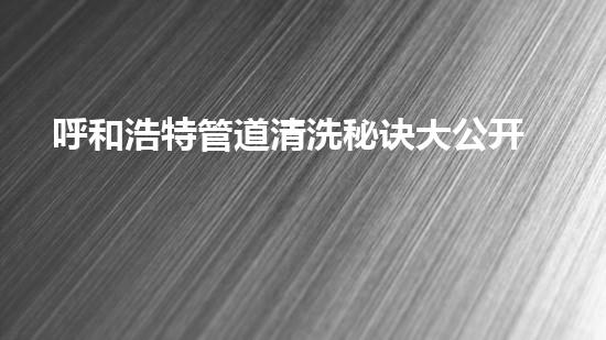 呼和浩特管道清洗秘诀大公开呼市金川管道清淤，效果惊人？