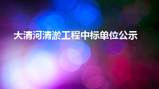 大清河清淤工程中标单位公示彰显优质高效