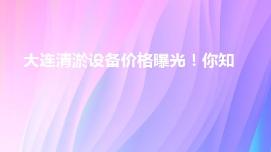 大连清淤设备价格曝光！你知道吗？