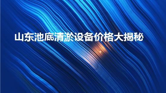 山东池底清淤设备价格大揭秘！为何如此抢手？