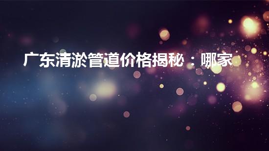 广东清淤管道价格揭秘：哪家强？