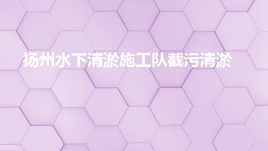 扬州水下清淤施工队截污清淤公司