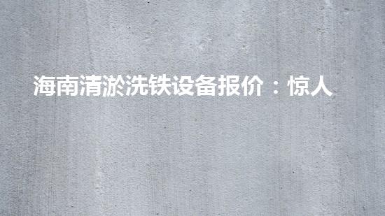 海南清淤洗铁设备报价：惊人价格揭秘！