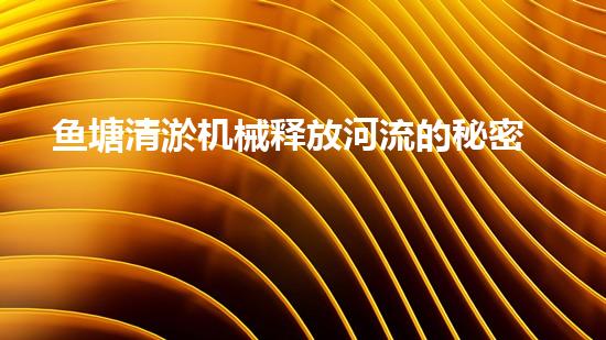 鱼塘清淤机械释放河流的秘密力量，解析水域生态重生之道！