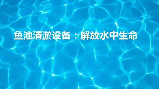 鱼池清淤设备：解放水中生命，还原清澈之美！